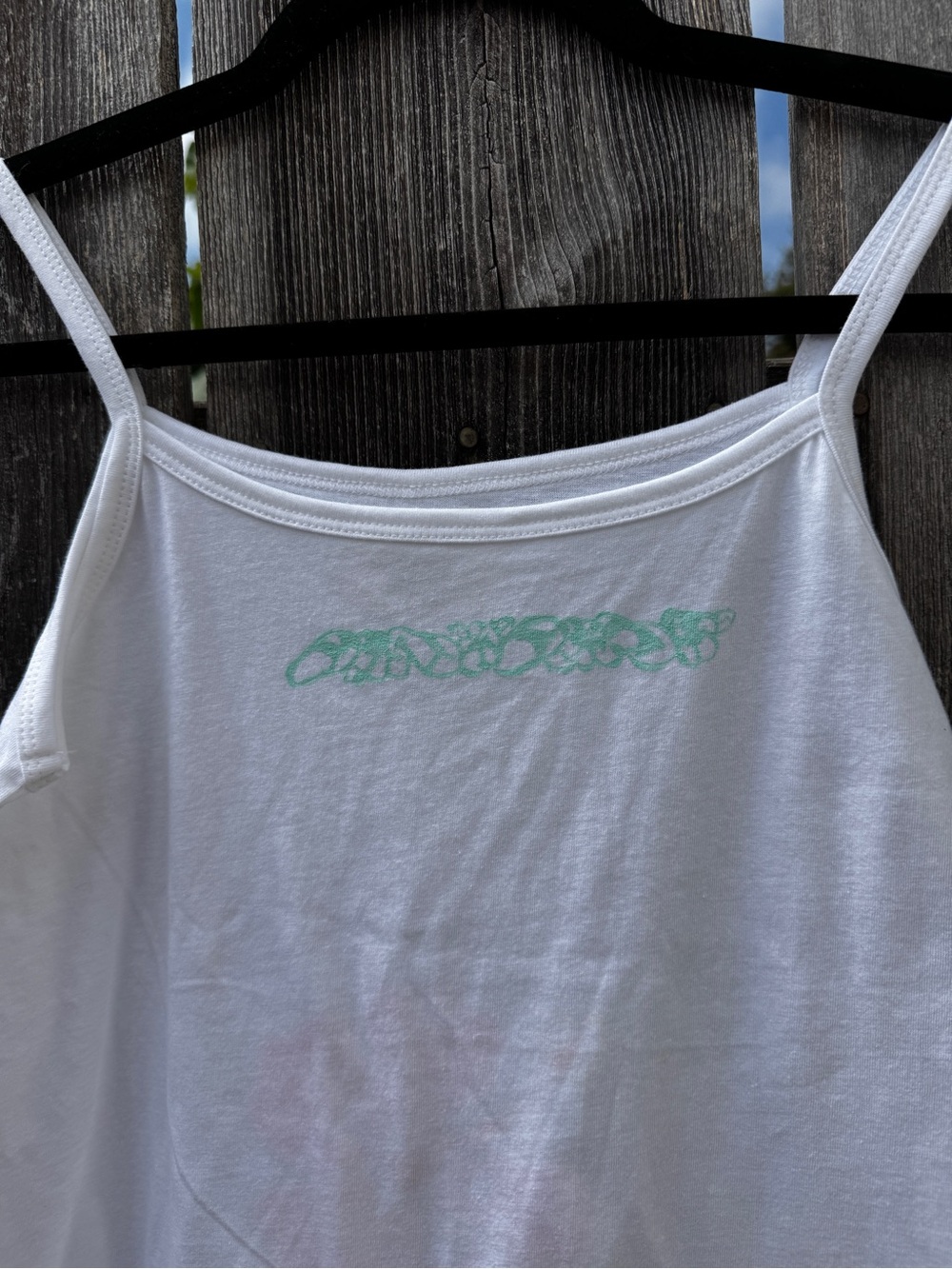 Everything That Glitters White Spaghetti-Strap Tank Top Beach Hibiscus Handmade